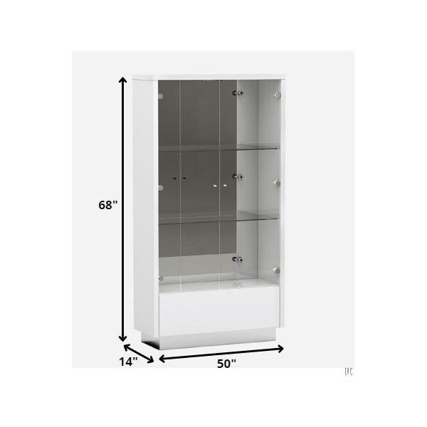 Homeroots White Vetrine Cabinet 68 x 14 x 50 in. - 366266