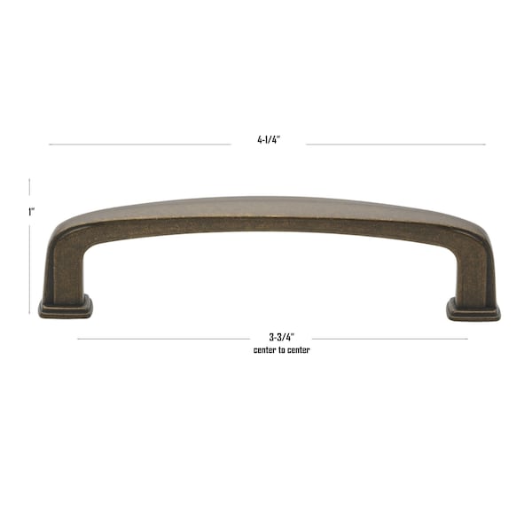 Gliderite Hardware 3-3/4 in. Center to Center Antique Brass Transitional Cabinet Pull, 5PK - 81092-AB-5