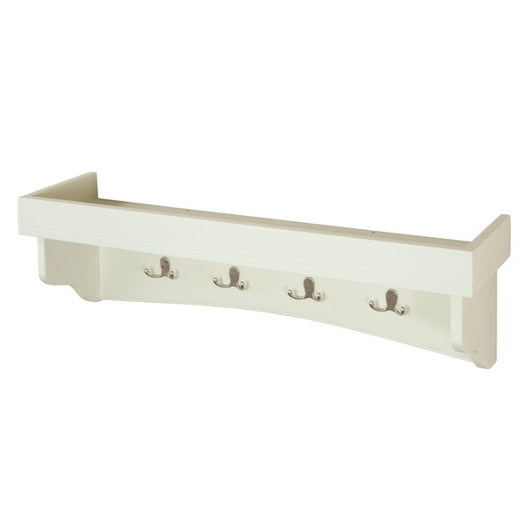 Alaterre Furniture Shaker Cottage Coat Hooks with Tray Shelf, Ivory - ASCA09IV