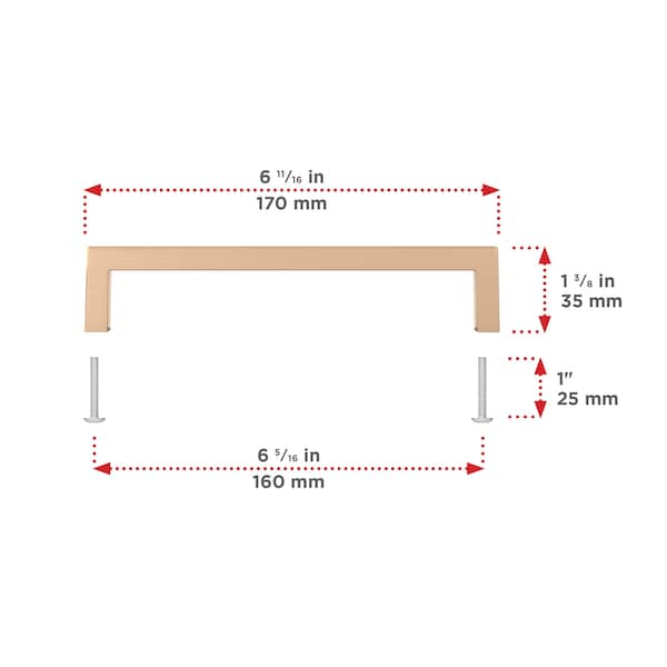 Richelieu Lambton Collection 6 5/16-inch (160 mm) Champagne Bronze Modern Rectangular Cabinet Pull - BP873160CHBRZ