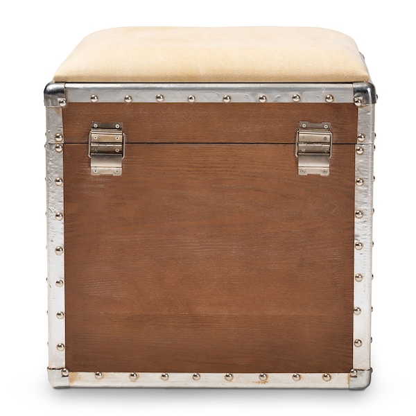 Baxton Studio Violetta Beige Upholstered Wood Storage Trunk Ottoman - 152-9193