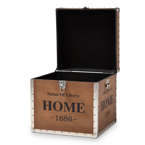 Baxton Studio Violetta Beige Upholstered Wood Storage Trunk Ottoman - 152-9193