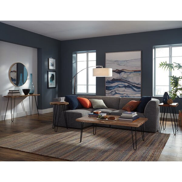 Alaterre Furniture Hairpin Natural Live Edge Wood with Metal 48" Media Console Table, Natural - AWDD1020