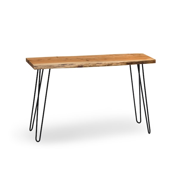 Alaterre Furniture Hairpin Natural Live Edge Wood with Metal 48" Media Console Table, Natural - AWDD1020