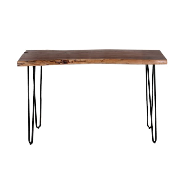 Alaterre Furniture Hairpin Natural Live Edge Wood with Metal 48" Media Console Table, Natural - AWDD1020
