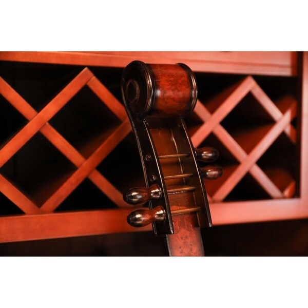 Vintiquewise Decorative 10 Bottle Wooden Cello Shaped Wine Rack 53 Inch Floor Violin - QI003607L
