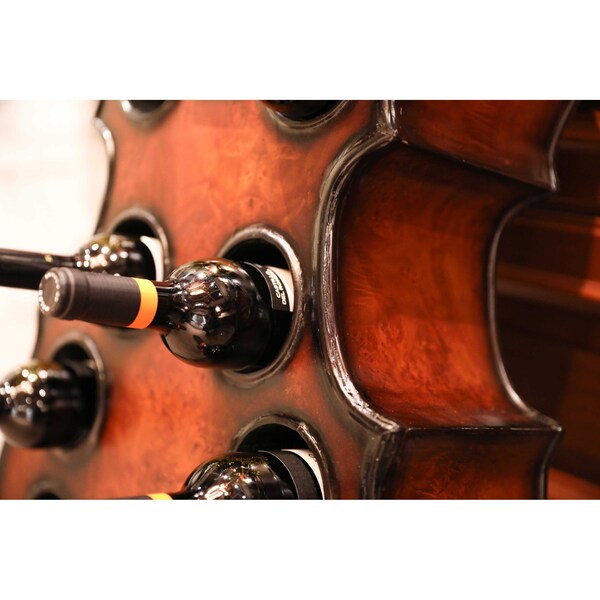 Vintiquewise Decorative 10 Bottle Wooden Cello Shaped Wine Rack 53 Inch Floor Violin - QI003607L