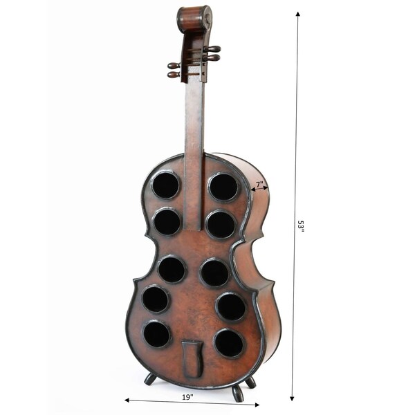 Vintiquewise Decorative 10 Bottle Wooden Cello Shaped Wine Rack 53 Inch Floor Violin - QI003607L