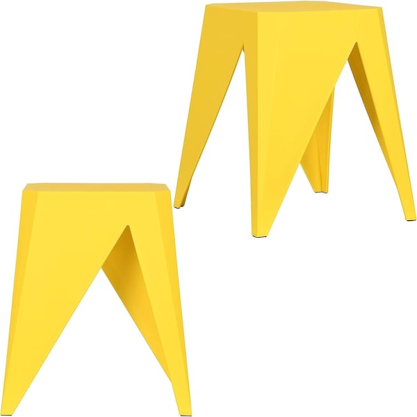 Isl Furnishings InterSpaceLiving Zuho Multi-USe Stool 2, Yellow, PR - BS23DC-2PK-PP06