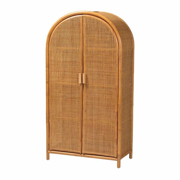 Bali & Pari Paloma Modern Bohemian Light Honey Rattan Large Storage Cabinet - 242-13571-ZORO