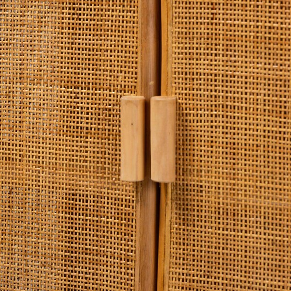 Bali & Pari Paloma Modern Bohemian Light Honey Rattan Large Storage Cabinet - 242-13571-ZORO