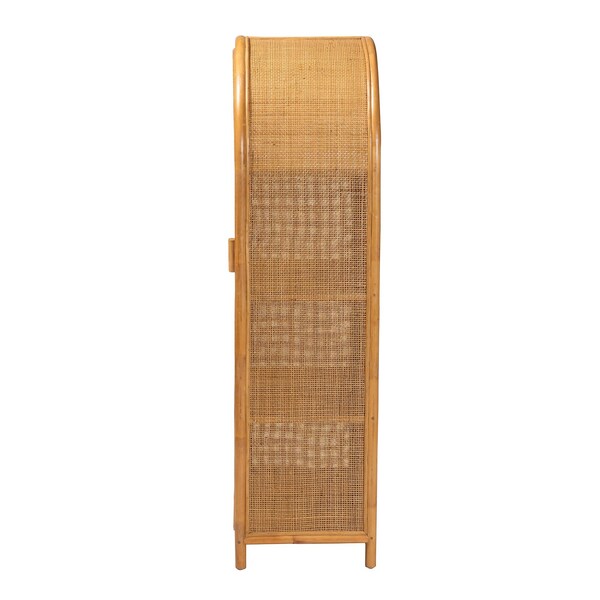 Bali & Pari Paloma Modern Bohemian Light Honey Rattan Large Storage Cabinet - 242-13571-ZORO