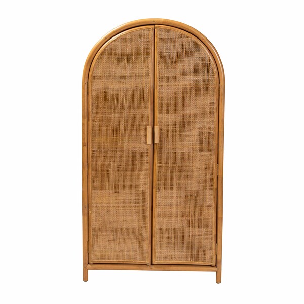 Bali & Pari Paloma Modern Bohemian Light Honey Rattan Large Storage Cabinet - 242-13571-ZORO