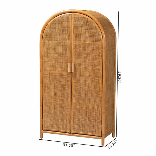 Bali & Pari Paloma Modern Bohemian Light Honey Rattan Large Storage Cabinet - 242-13571-ZORO