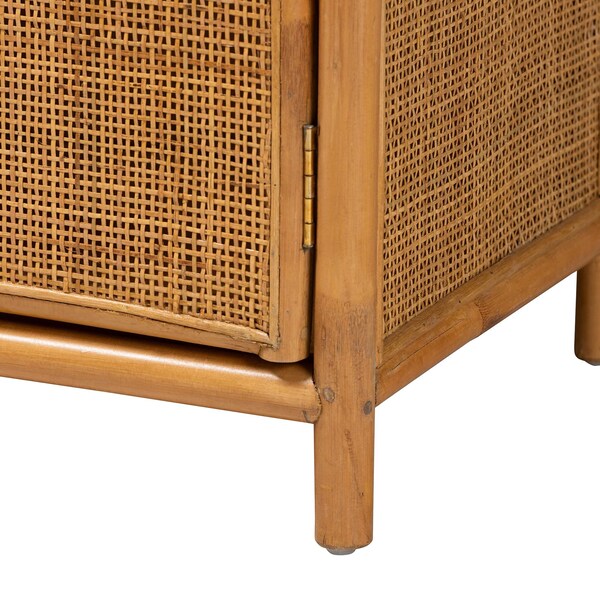 Bali & Pari Paloma Modern Bohemian Light Honey Rattan Large Storage Cabinet - 242-13571-ZORO
