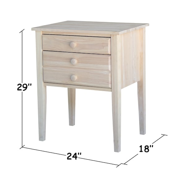 International Concepts Accent Table with Drawers, Unfinished - OT-66