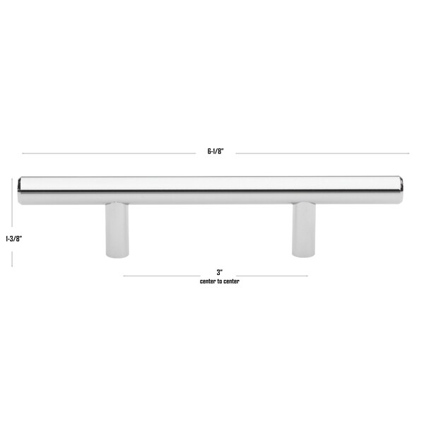 Gliderite Hardware 3 in. Center to Center Polished Chrome Solid Steel Bar Pull - 5000-76-PC, 10PK - 5000-76-PC-10
