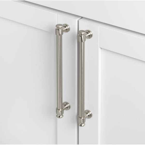 Gliderite Hardware 7-5/8 in. Center to Center Satin Nickel Classic Euro Bar Pull - 4361-192-SN, 25PK - 4361-192-SN-25