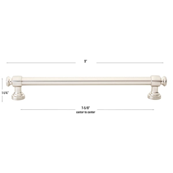 Gliderite Hardware 7-5/8 in. Center to Center Satin Nickel Classic Euro Bar Pull - 4361-192-SN, 25PK - 4361-192-SN-25