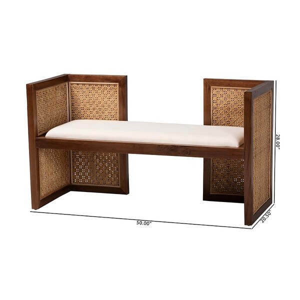 Bali & Pari Lovina Bohemian Light Honey Rattan and Acacia Wood Accent Bench - 246-13575-ZORO