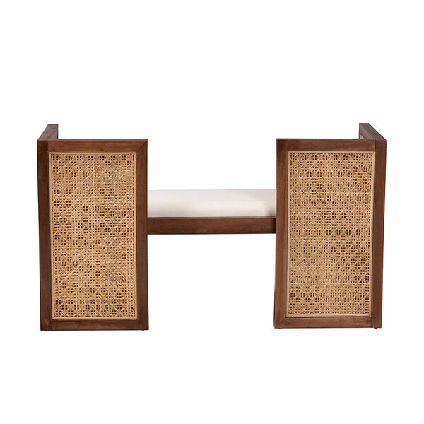 Bali & Pari Lovina Bohemian Light Honey Rattan and Acacia Wood Accent Bench - 246-13575-ZORO