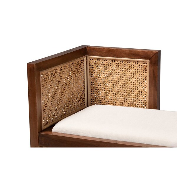Bali & Pari Lovina Bohemian Light Honey Rattan and Acacia Wood Accent Bench - 246-13575-ZORO