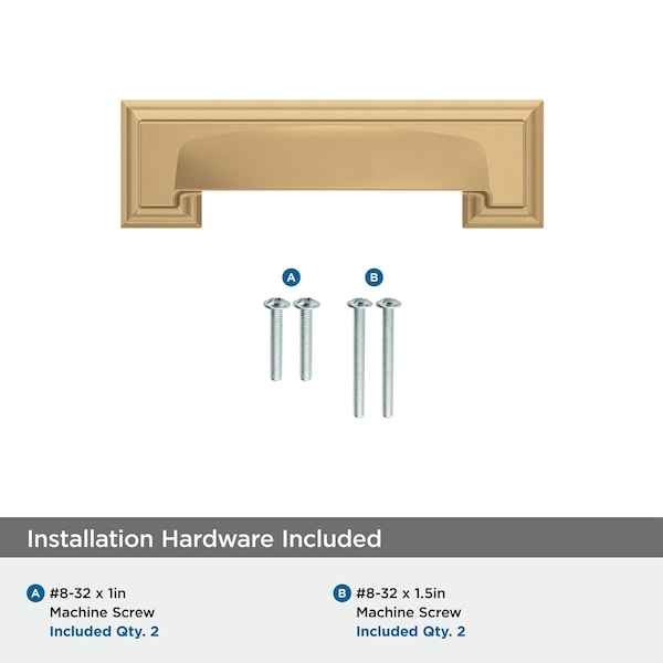 Amerock Appoint 3 in & 3-3/4 in 76mm & 96 mm Center-to-Center Champagne Bronze Cabinet Cup Pull - BP36762CZ