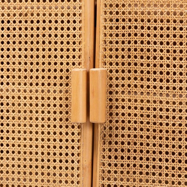 Bali & Pari Curacao Modern Bohemian Light Honey Rattan 2-Door Storage Cabinet - 243-13569-ZORO