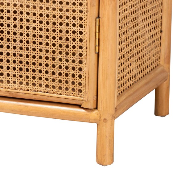 Bali & Pari Curacao Modern Bohemian Light Honey Rattan 2-Door Storage Cabinet - 243-13569-ZORO