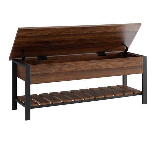 Walker Edison Furniture Walker Edison Furniture  Modern Farmhouse Storage Bench, Dark Walnut - 18 x 48 x 16 in. - B48PCSBDW