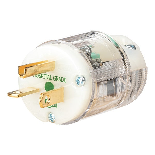 Hubbell Wiring Device-Kellems Straight Blade Plug, Clear, 20 A, Grounded - HBL8315CTST