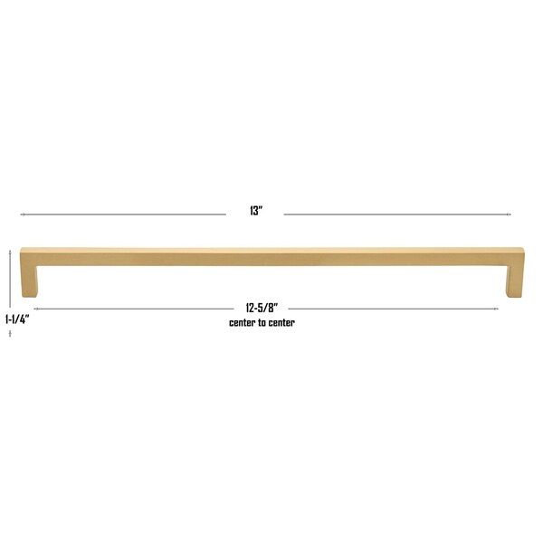 Gliderite Hardware 12-5/8 in. Center to Center Solid Square Bar Pull Satin Gold - 21683-320-SG-1
