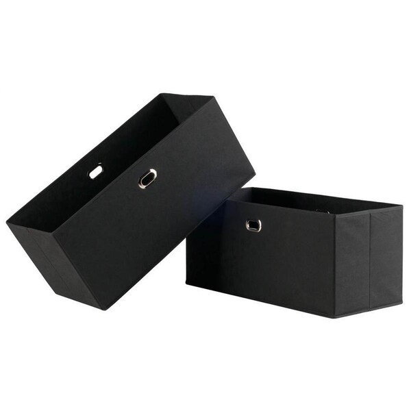Winsome Trading Torino Folding Fabric Baskets, Black, 2PK - 22222
