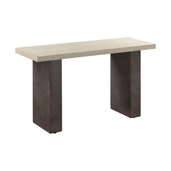 Armen Living Abbey Concrete and Gray Oak Wood Console Table - LCAJCNGR
