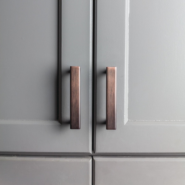 Elements By Hardware Resources 3" Center-to-Center Satin Nickel Square Park Cabinet Pull - 183-3SN