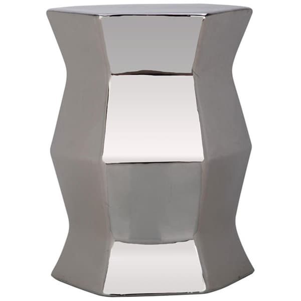 Safavieh Modern Hexagon Garden Stool- Plated Silver - 18 x 13 x 13 in. - ACS4542G
