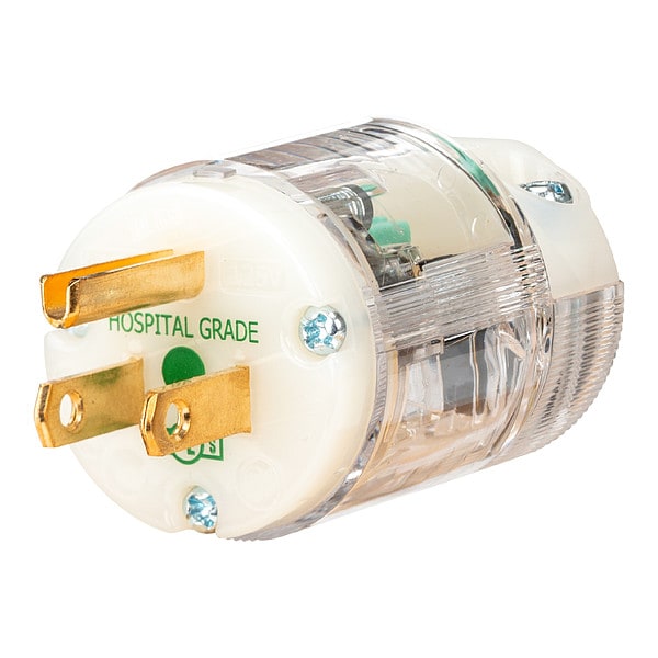 Hubbell Wiring Device-Kellems Straight Blade Plug, Clear, 15 A, Grounded - HBL8215CTST