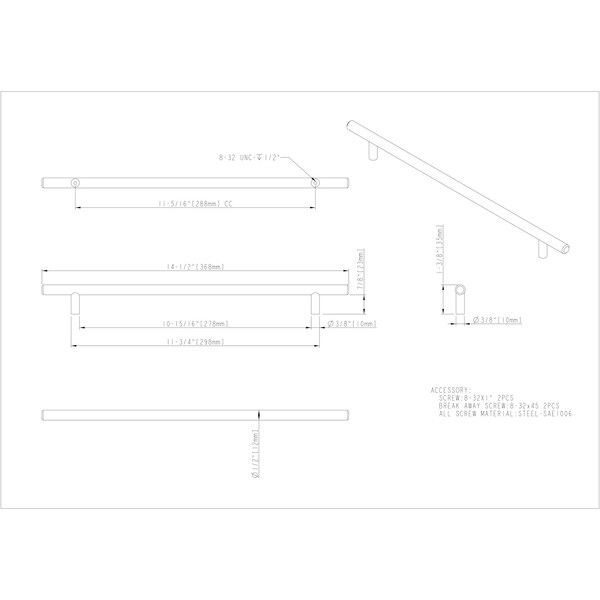 Elements By Hardware Resources 288 mm Center-to-Center Matte Black Naples Cabinet Bar Pull - 368MB