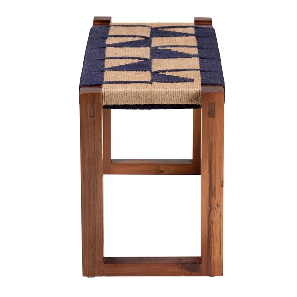 Bali & Pari Jerilyn Modern Bohemian Two-Tone Seagrass and Acacia Wood Accent Bench - 240-13461-ZORO