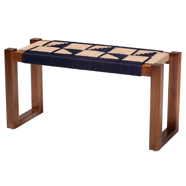 Bali & Pari Jerilyn Modern Bohemian Two-Tone Seagrass and Acacia Wood Accent Bench - 240-13461-ZORO