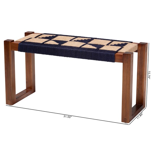 Bali & Pari Jerilyn Modern Bohemian Two-Tone Seagrass and Acacia Wood Accent Bench - 240-13461-ZORO