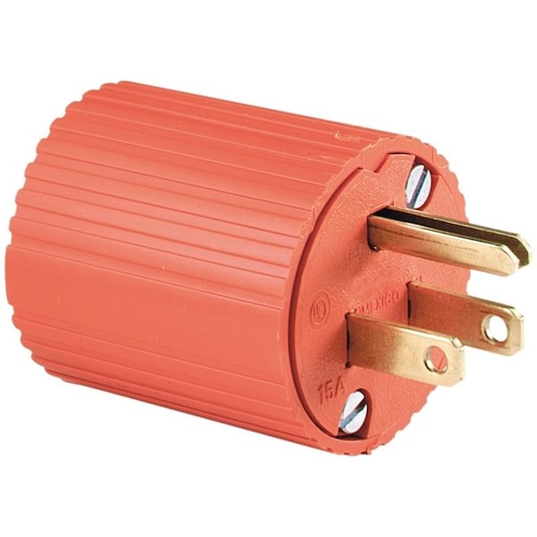 Eaton Wiring Devices Electrical Plug, 2 -Pole, 15 A, 125 V, NEMA: NEMA 5-15, Orange - 6867-BOX