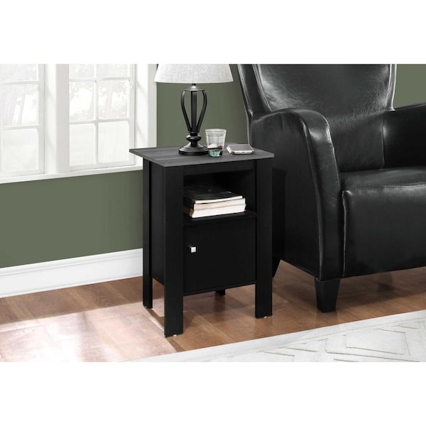 Gfancy Fixtures Black & Grey Top Night Stand Accent Table with Storage - GF3713426