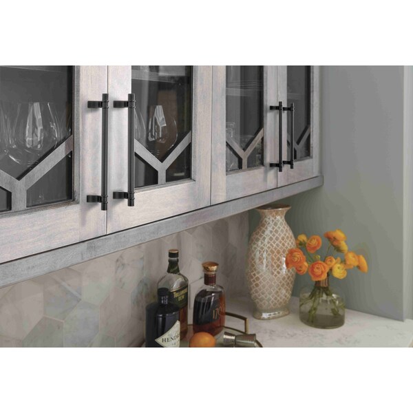 Amerock Davenport 6-5/16 in 160 mm Center-to-Center Matte Black Cabinet Pull - BP36607MB