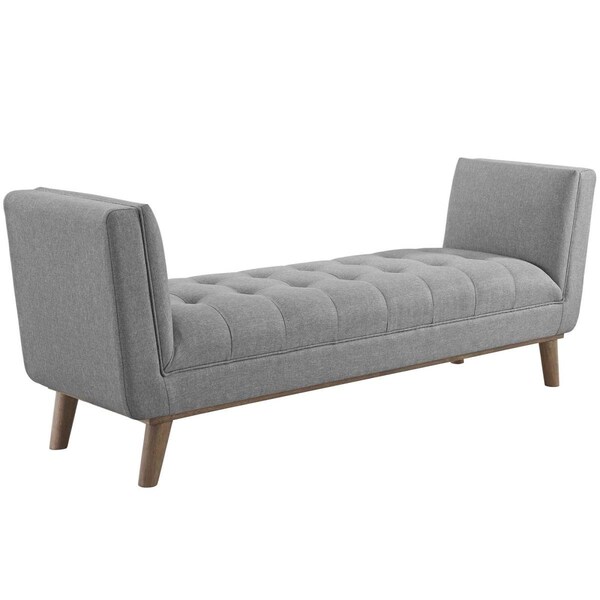 Modway Furniture Haven Tufted Button Upholstered Fabric Accent Bench, Light Gray - EEI-3002-LGR