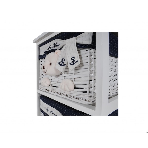 Homeroots WhiteBlue Portable 2 Drawers 12.5 x 16 x 25 in. - 364165