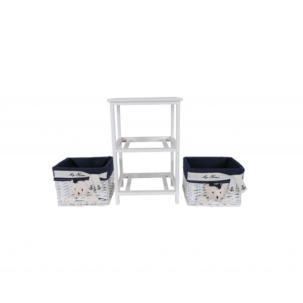 Homeroots WhiteBlue Portable 2 Drawers 12.5 x 16 x 25 in. - 364165