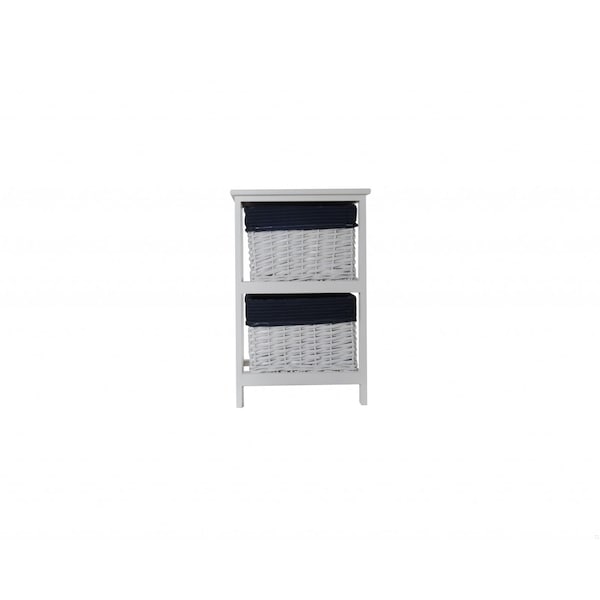 Homeroots WhiteBlue Portable 2 Drawers 12.5 x 16 x 25 in. - 364165