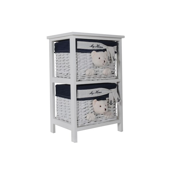Homeroots WhiteBlue Portable 2 Drawers 12.5 x 16 x 25 in. - 364165