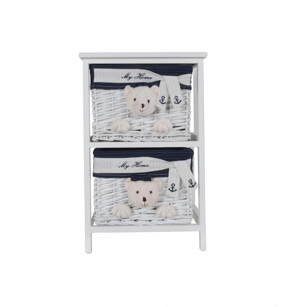 Homeroots WhiteBlue Portable 2 Drawers 12.5 x 16 x 25 in. - 364165